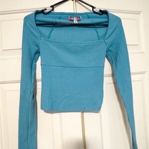 Urban Outfitters Teal Ribbed Crop Top
